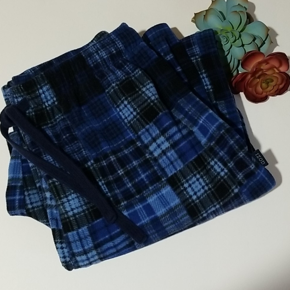 Izod Plaid Blue Pajama Pants Size Medium